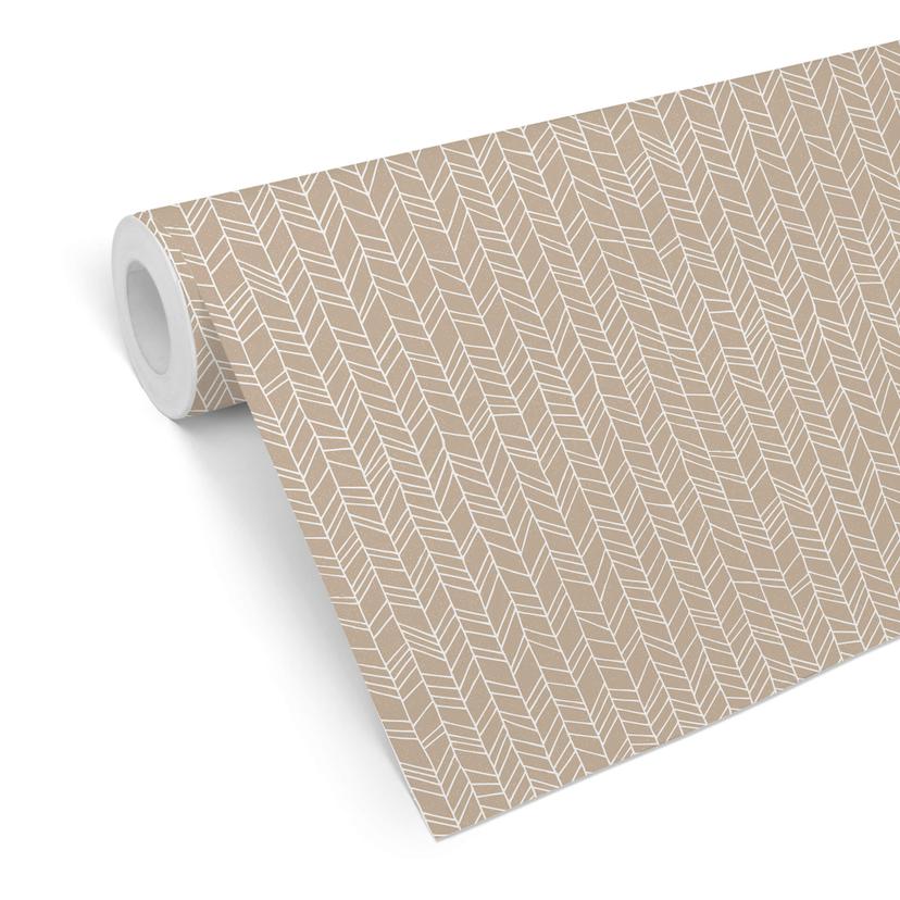 Tapet med mønster - abstrakte linjer - beige