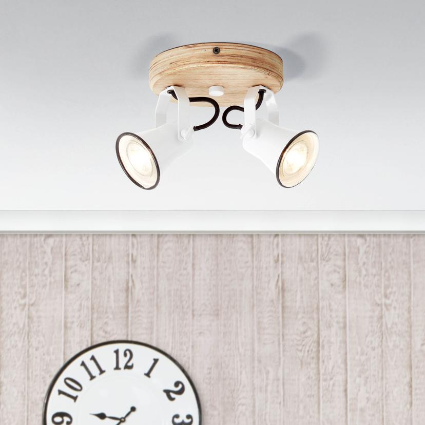 Spotrondell Naomi, beige, 13 x 16 cm, Holz Strahler
