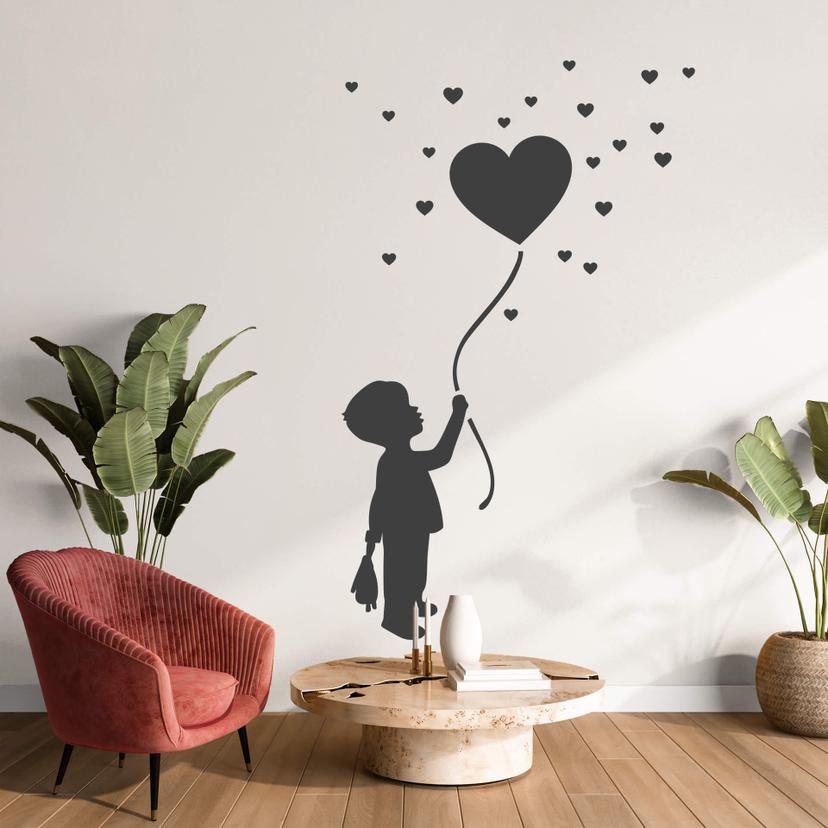 Adesivo murale Ragazzo con palloncino a cuore