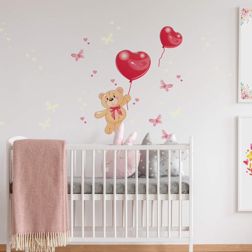 Adesivo murale - Orsacchiotto con palloncino + adesivi murali luminosi