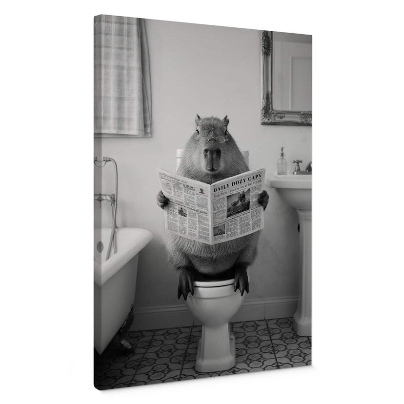 Canvasbillede Capybara på det stille toilet