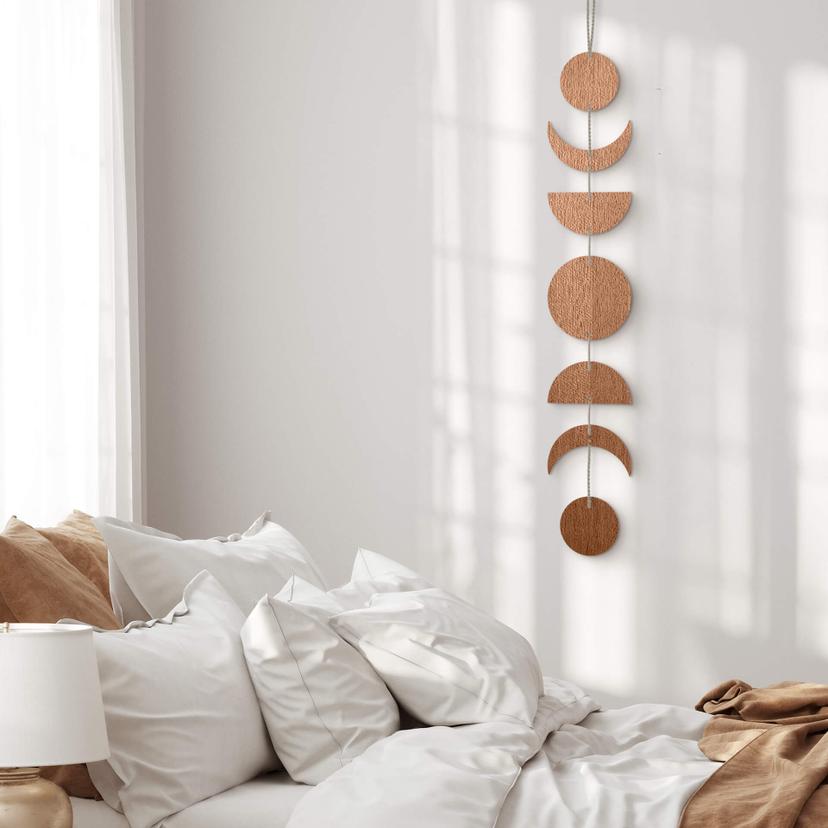 Decoración mural de madera fases de la luna - madera de caoba (7 piezas)