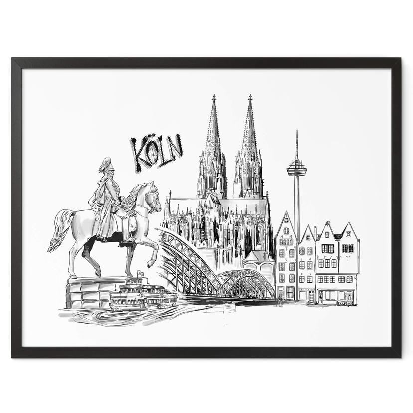 Poster Love your City - Köln - schwarz-weiß