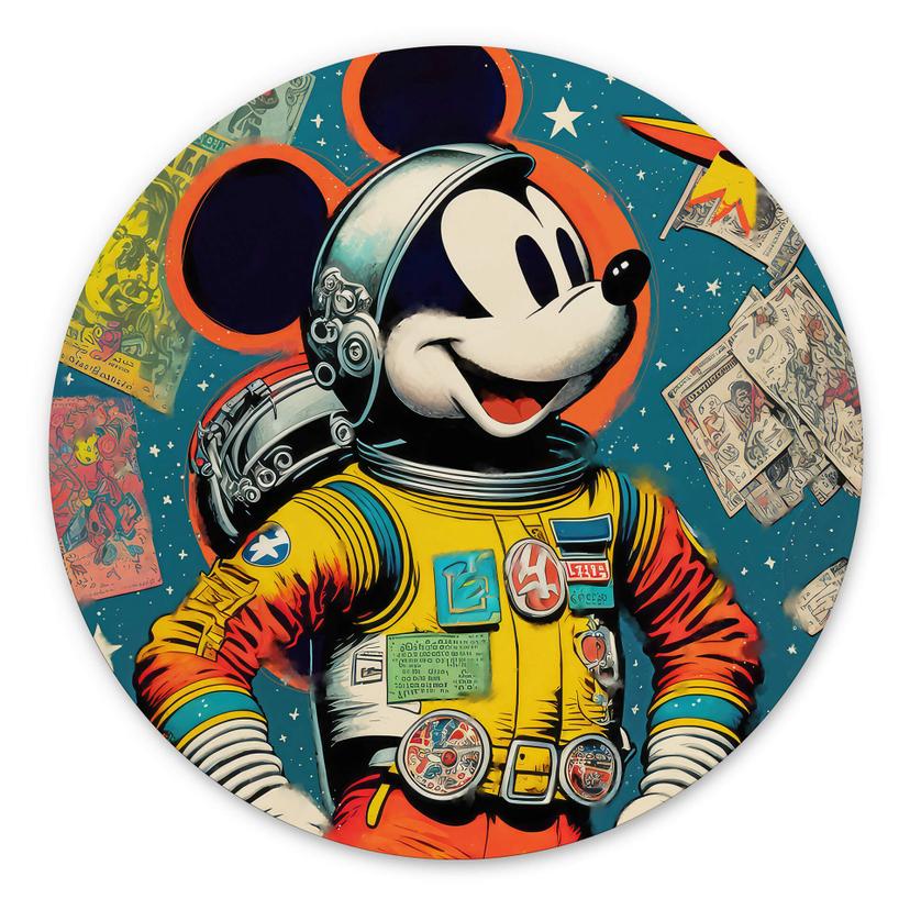 Vægcirkel Treechild - Astronaut Mickey – print på aluminium (Alu-Dibond)