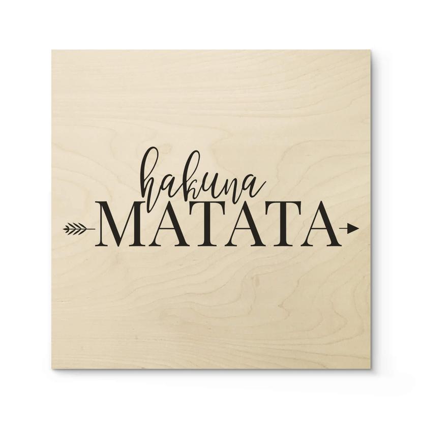 Cuadro de madera Hakuna Matata con flecha - Cuadrado