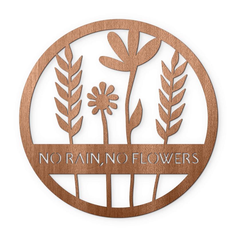 Decoro in legno - No rain no flowers