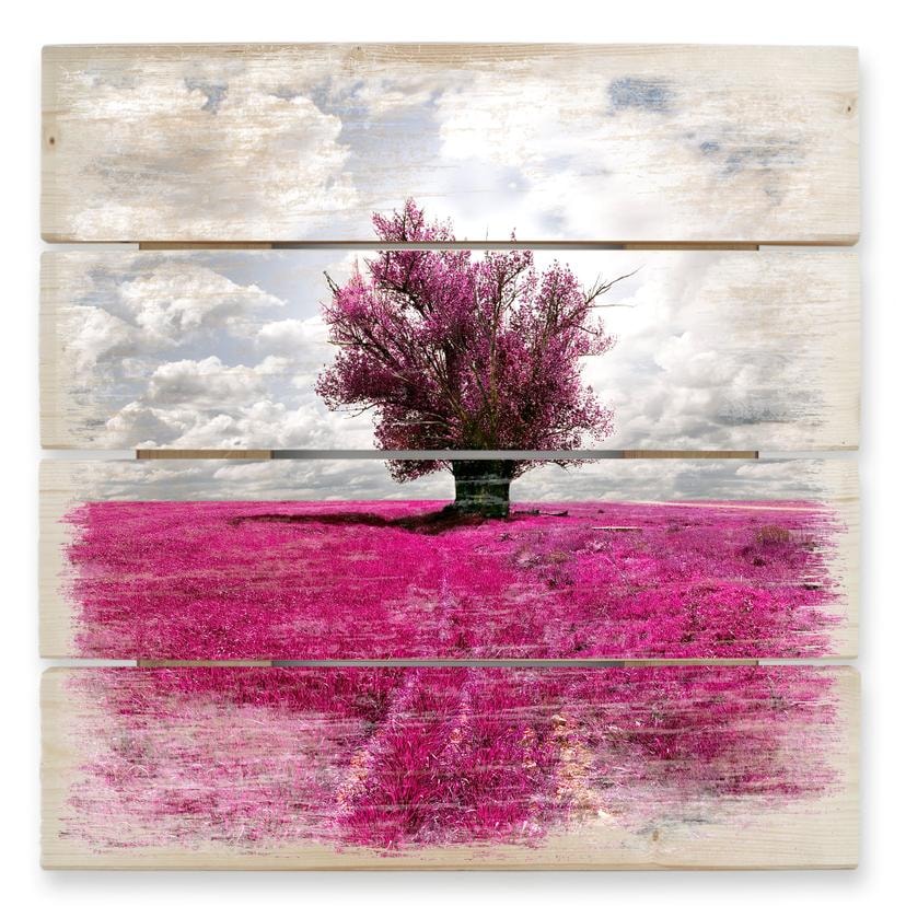 Cuadro de madera El arbol solitario - 40x41,5 cm
