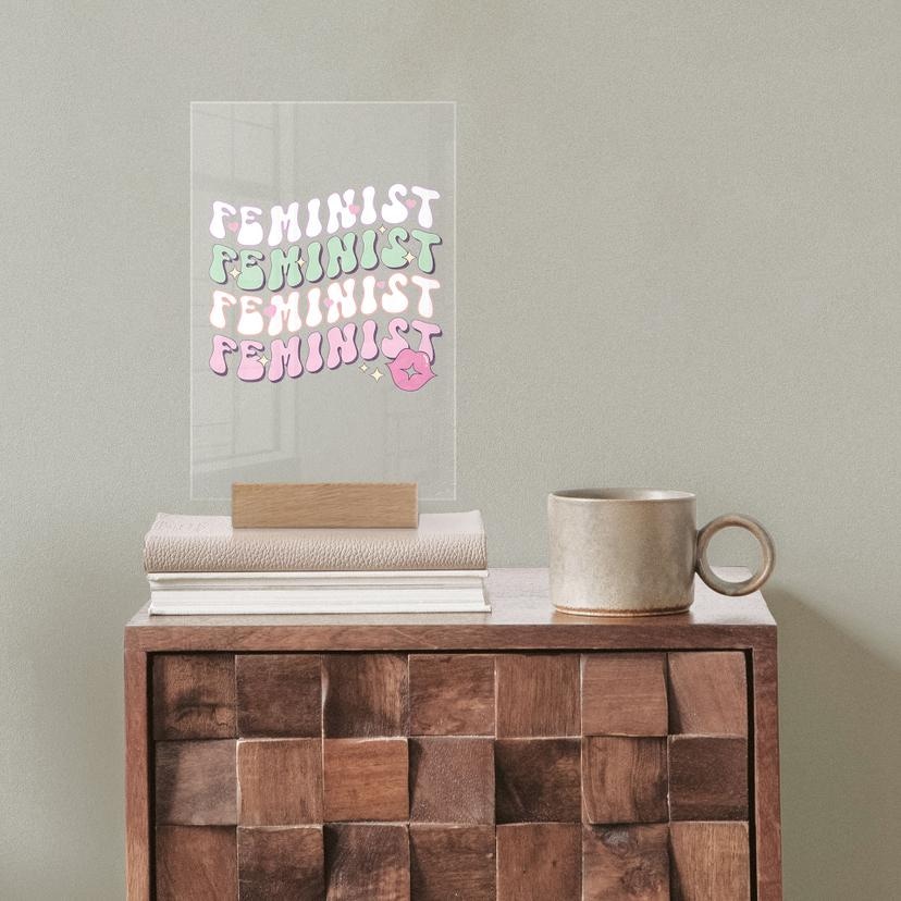 Feministisch kusmondje pop-art tafelstuk