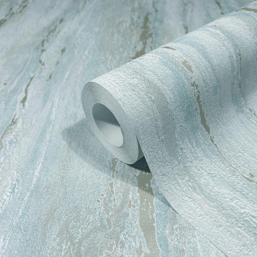 Non-woven tapet med glansig, grov struktur i vit puts-look