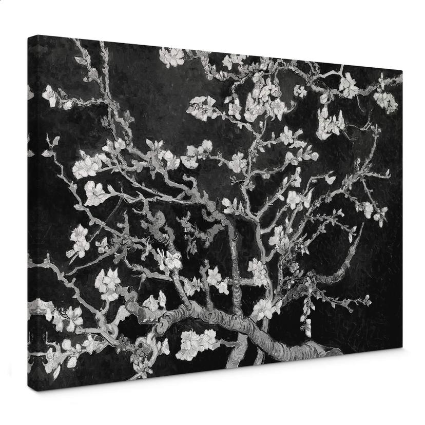 Lienzo van Gogh - Almendro en flor - negro