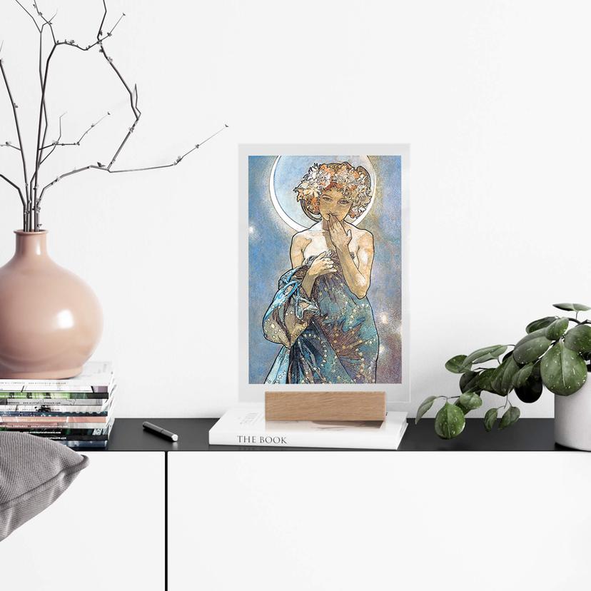 Decoro acrilico + supporto Mucha - La Luna