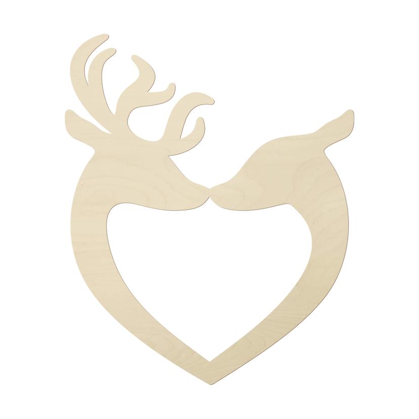 Décoration en bois - Cerf en cœur - Placage de peuplier