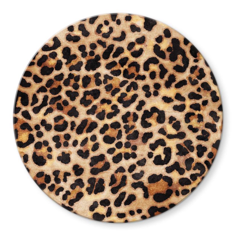 Glasbillede - Vild leopard - Dyreprint - Tunaboylu - Rund