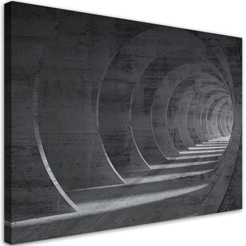 Canvasbillede, Grå 3D-tunnel