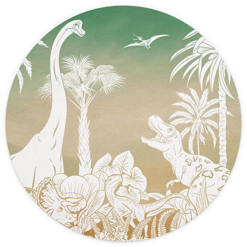 Äventyrsresa till dinosaurier Fototapet - Ombre - Kikki Belle - Rund - non-woven tapet/självhäftande