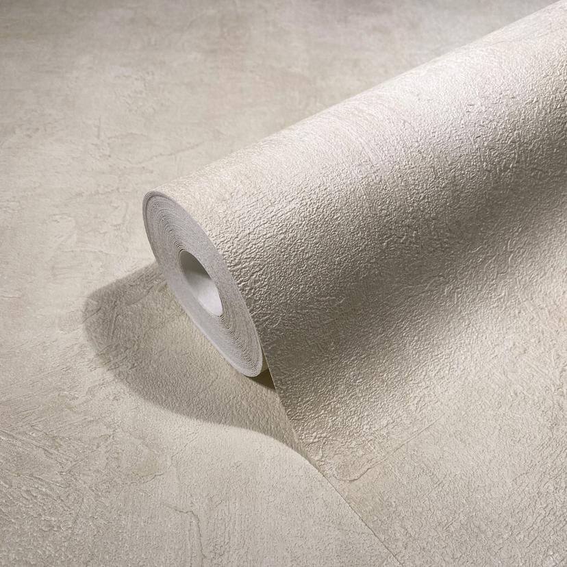 Non-woven tapet i betonlook, ensfarvet beige Tekstur