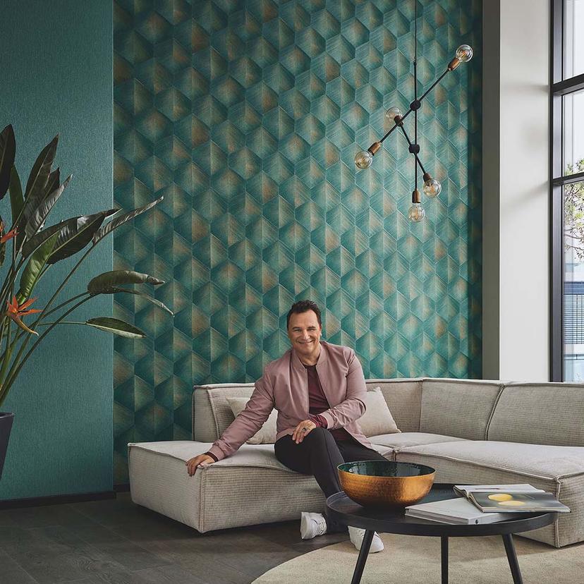 3D tapet, mønstertapet Fashion for Walls 4 af Guido Maria Kretschmer grøn