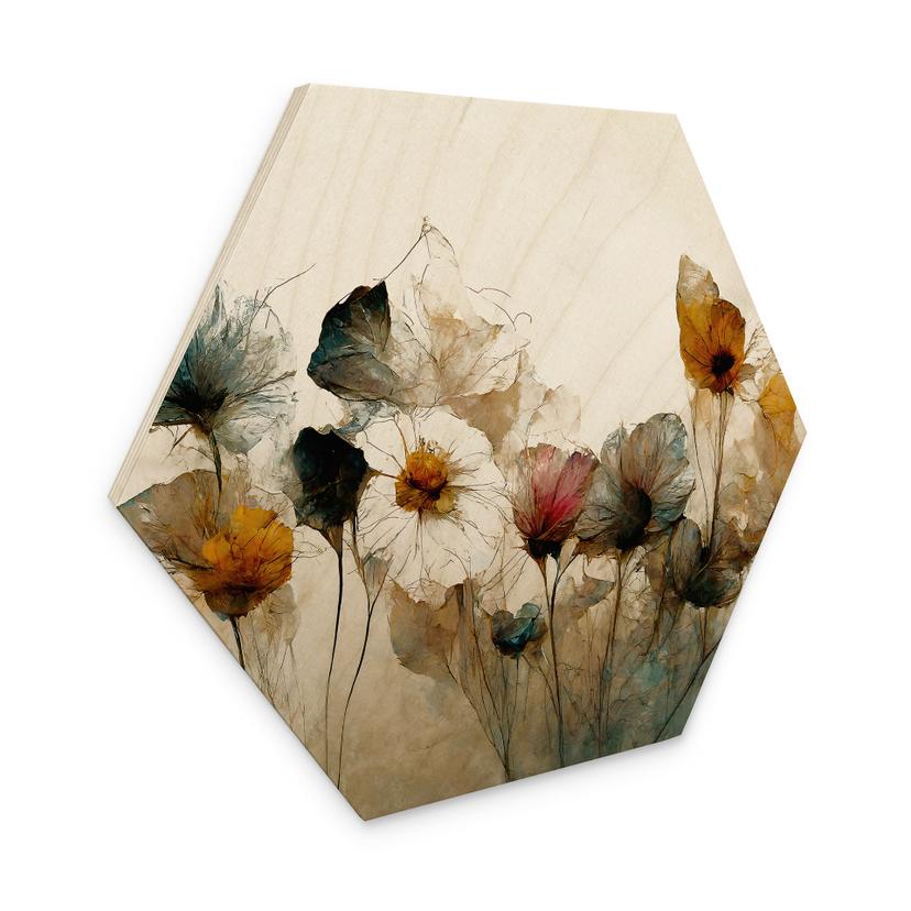 Sekskantet træ Buket af tørrede blomster - Treechild