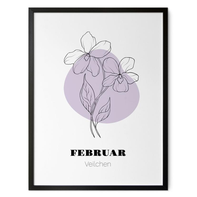 Personalisierbares Poster Monatsblume Februar