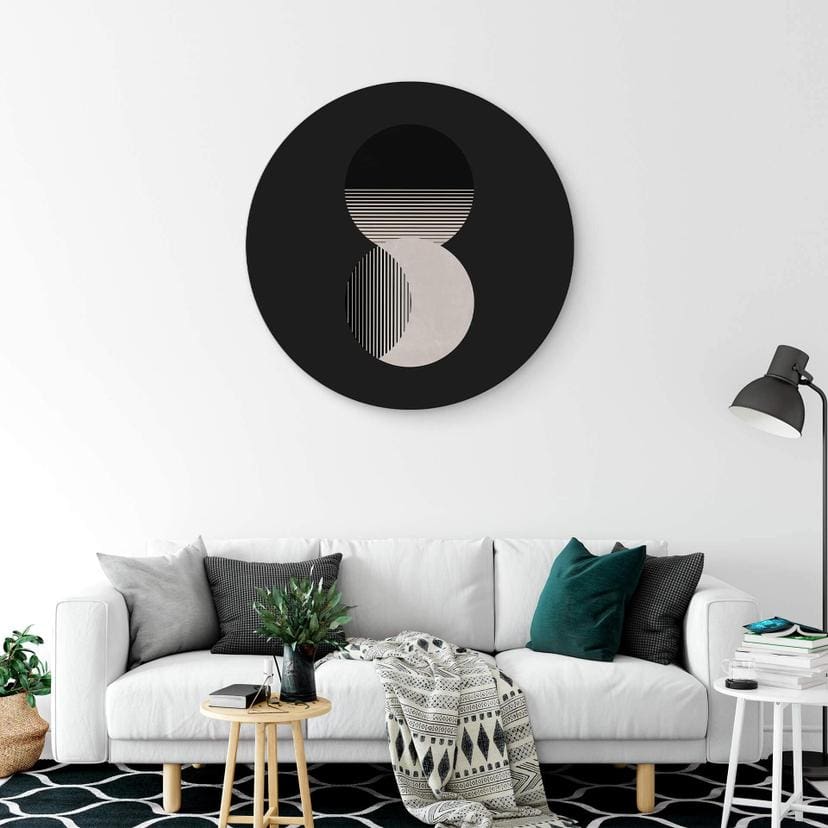 Tableau sur alu-Dibond rond Orara Studio - Lune et soleil