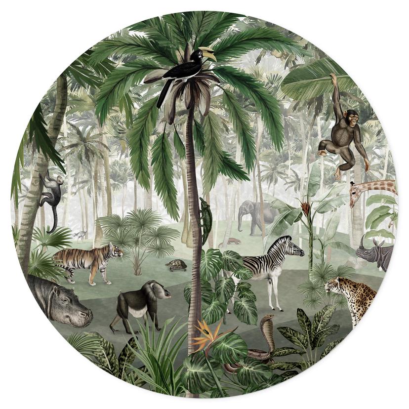 Adesivo murale Kikki Belle - Quadro di ricerca della giungla - Rotondo