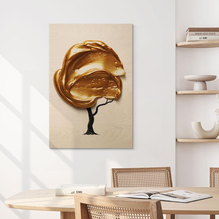 Houten Wanddecoratie met gouden 3D kroon - Mielu