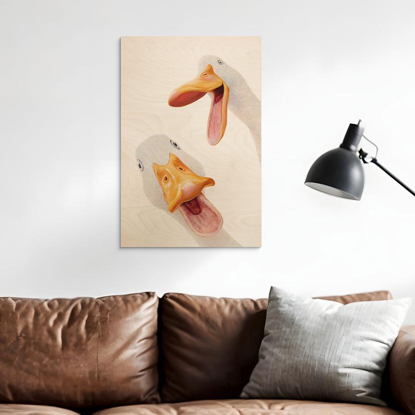 Houten Wanddecoratie Snaterende Ganzen - Korenkova