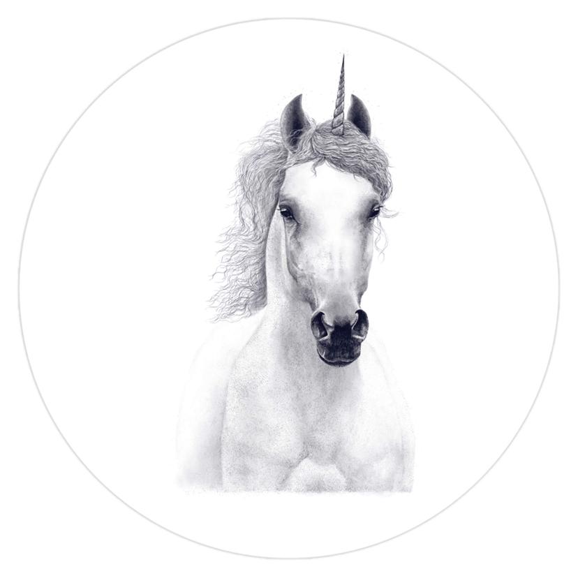 Zelfklevende Muurcirkel Korenkova - White Unicorn