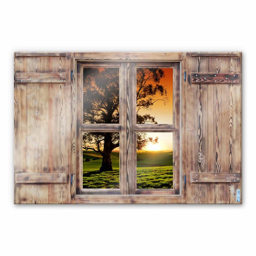Trompe L'oeil op glas - Sunset in the Hills