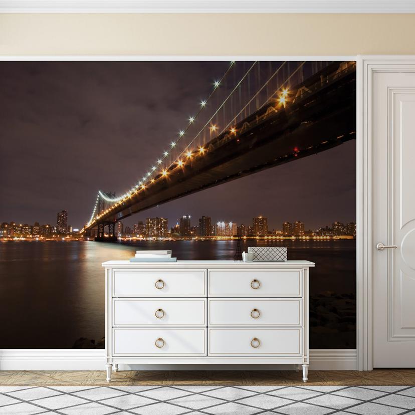 Fototapet Manhattan Bridge at Night - 336x260 cm