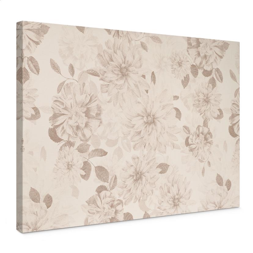 Flores Lienzo Dalias Shabby Chic Beige - Bloomery Decor