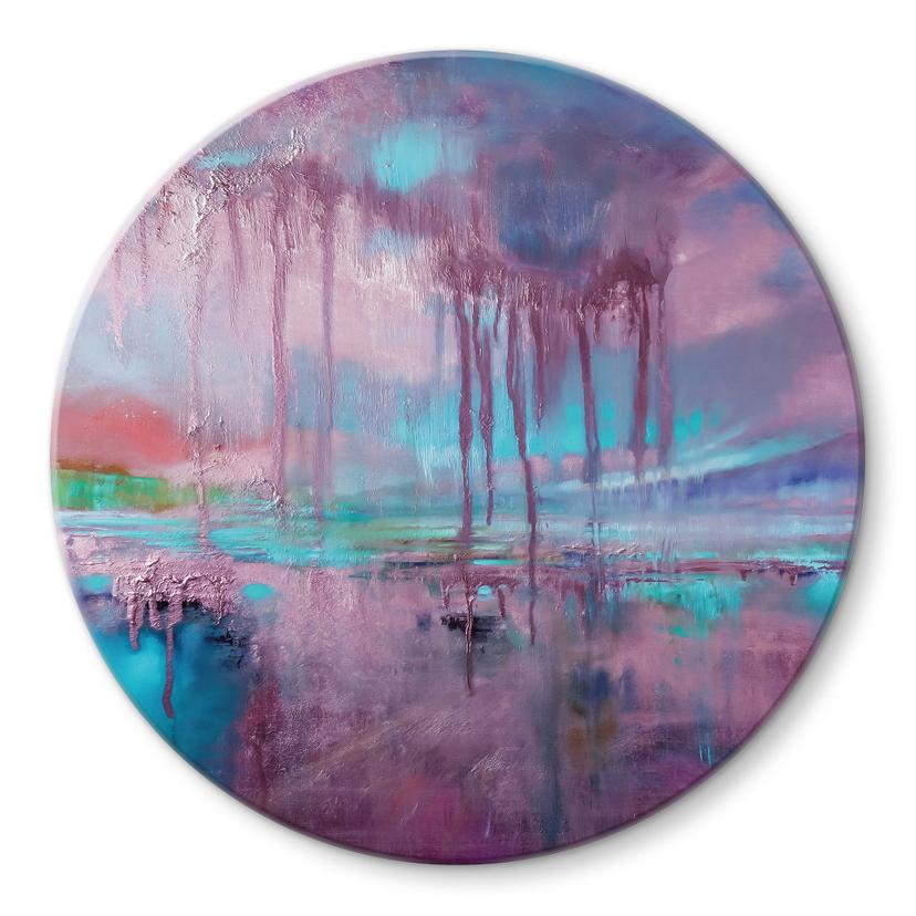 Glasbillede - Violet regn over blå dis - Schmucker - Rund