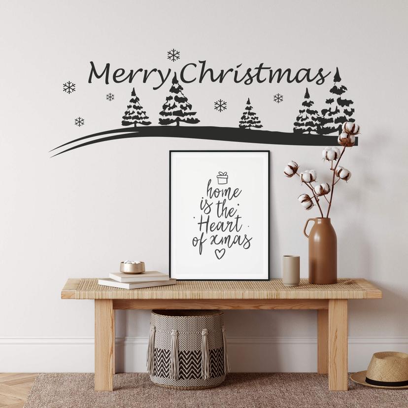 Wallsticker Merry Christmas & Vinter Landskab