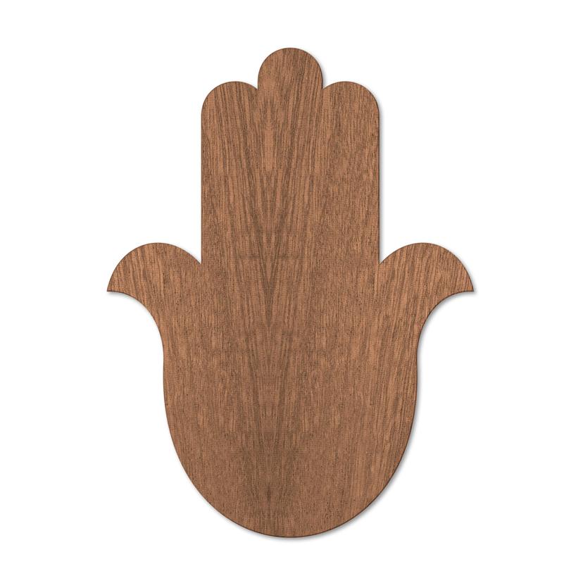 Väggdekorationer i trä mahogny - Yoga Hamsa Hand Silhouette