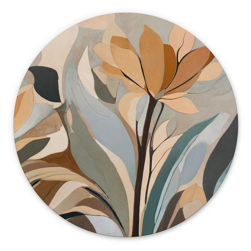 Wandbild Emil's Bloom - Abstrakte Blumen - Sir Edward x Grigory Gladarev - Alu-Dibond Rund