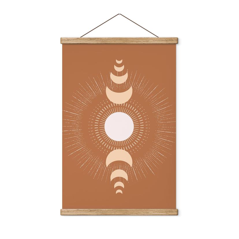 Tekstil plakat månens cyklusser - sol og måne i harmoni - KsanaKalpa