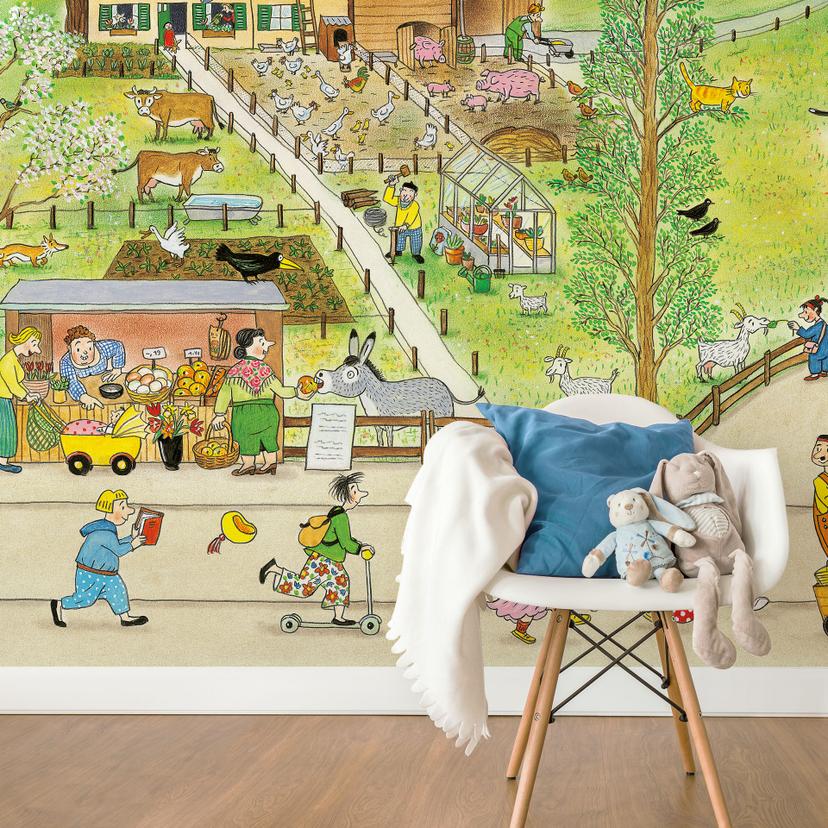Fotobehang Wimmel - Bouwplaats in het Voorjaar