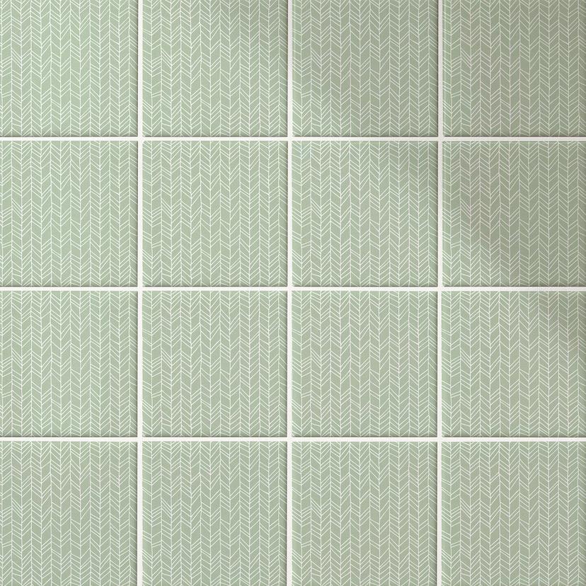 Azulejos Adhesivos filigrana en espiga - menta - lote de 12