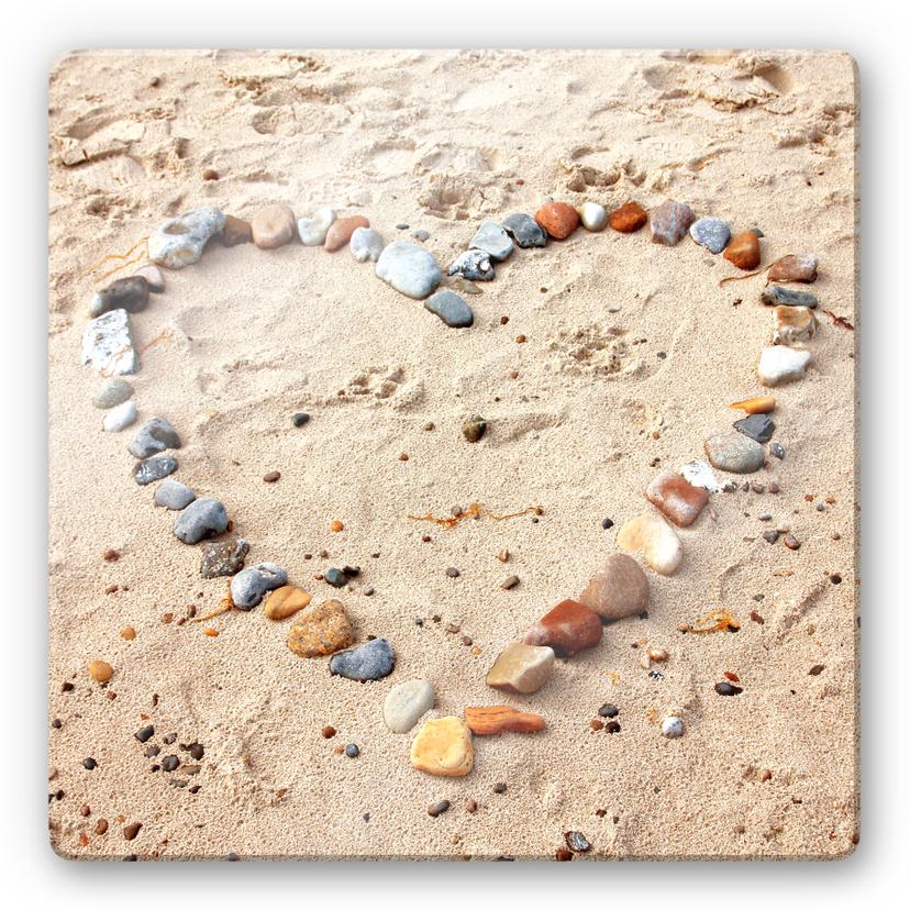 Glasschilderijen Liefdesstrand - vierkant