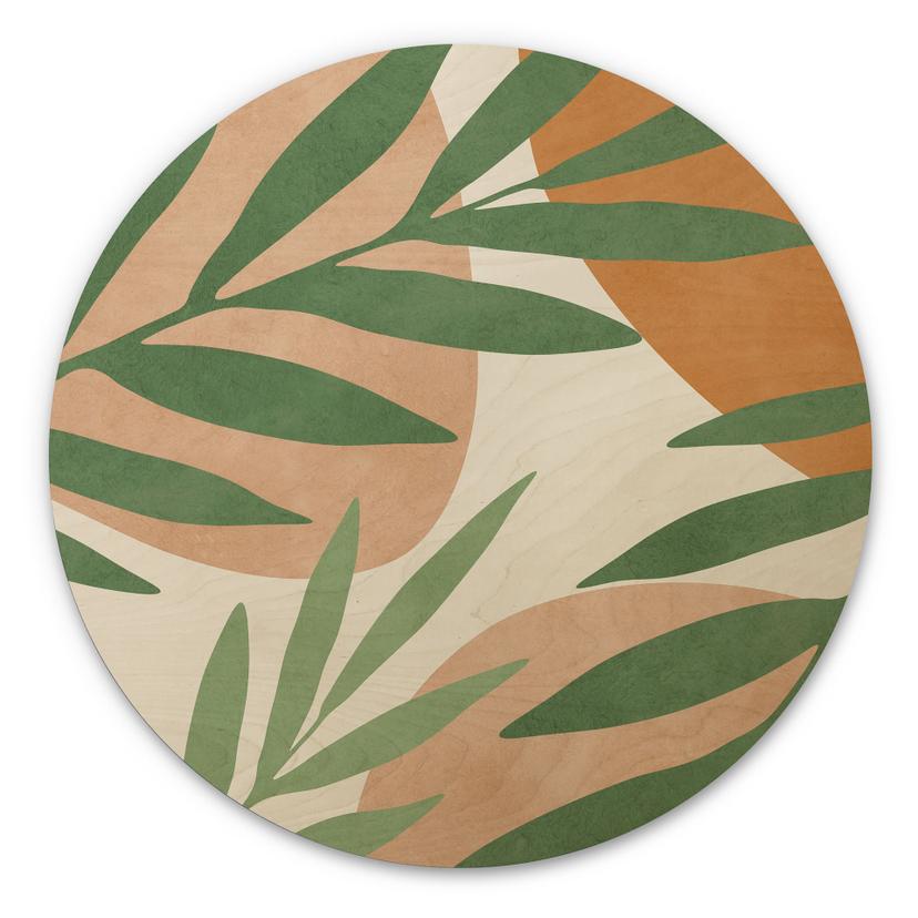 Cuadro de madera Ramas abstractas de aspecto tropical - Costa - Redondo
