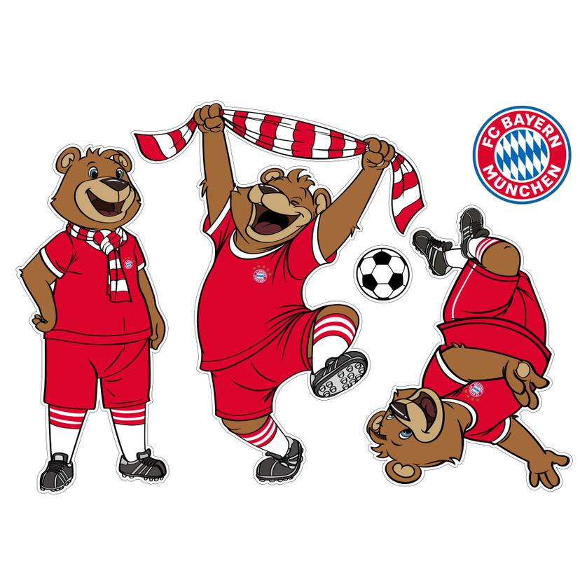 Wandsticker Wandtattoo FC Bayern Bernie Set (4-teilig) - 50x70 cm