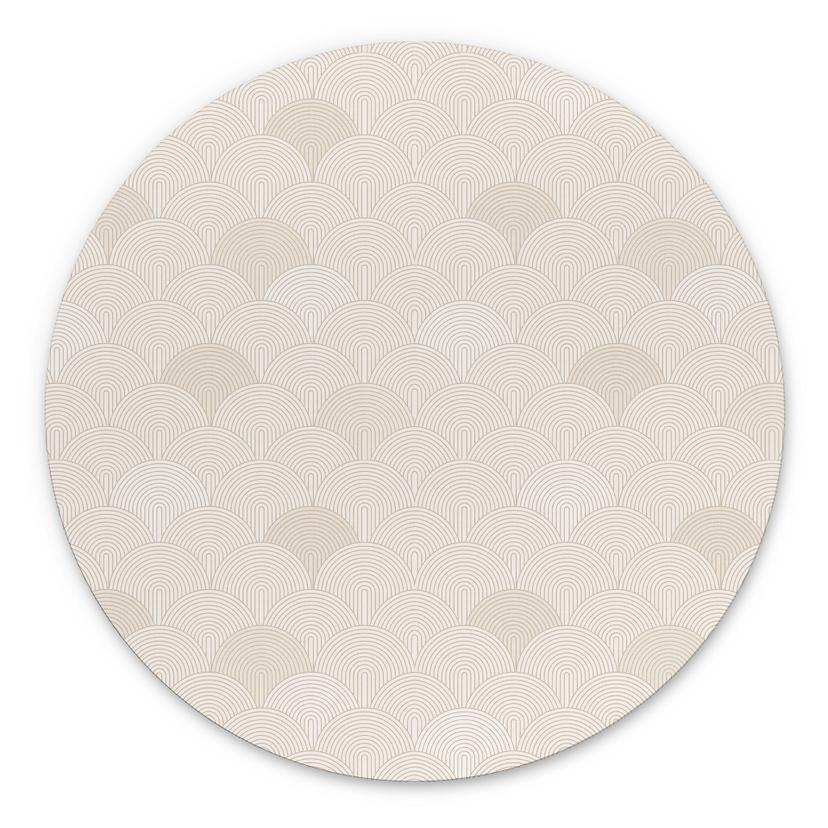 Billede Abstrakte halvcirkler i blød beige - Bloomery Decor - rund – print på aluminium (Alu-Dibond)