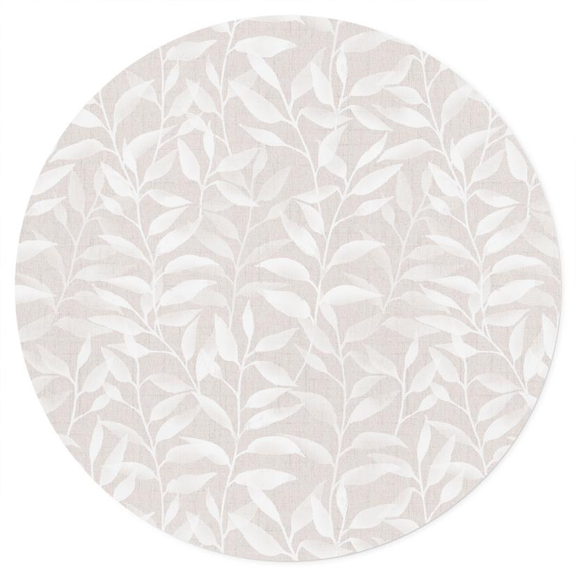 Delicate aquarel bladeren Muursticker - Zacht Beige - Bloesemdecor - Rond