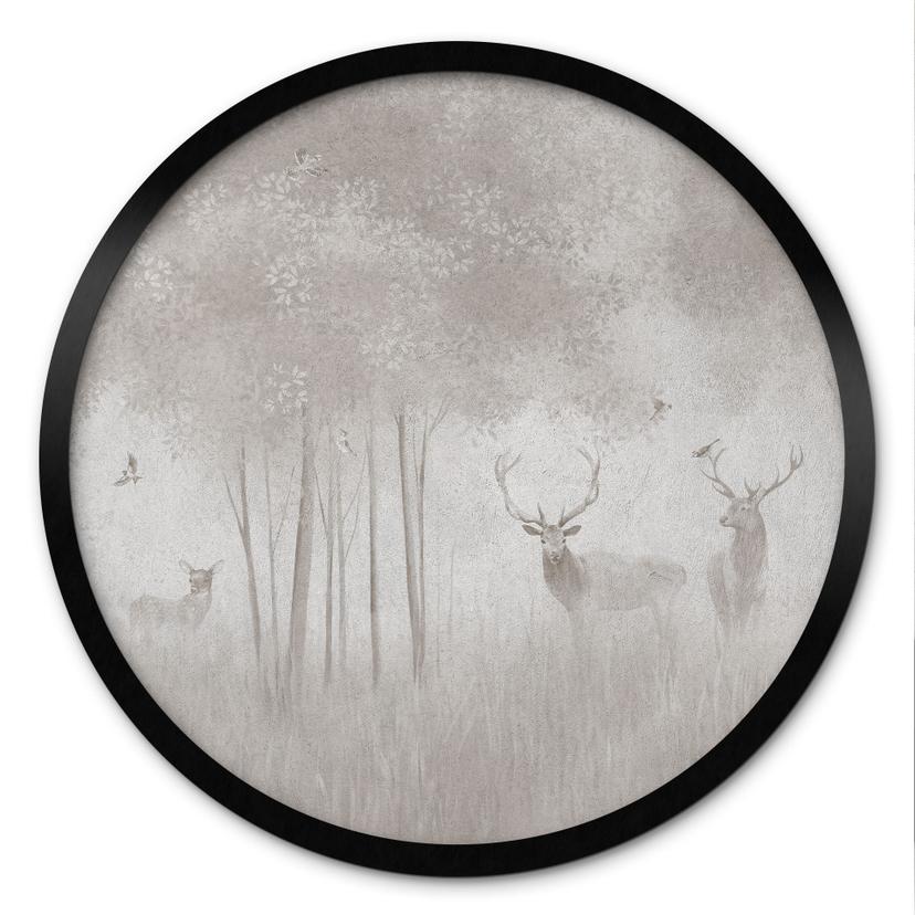 Poster Natuur - Herten in het nevelwoud - Ms Tiff - Rond