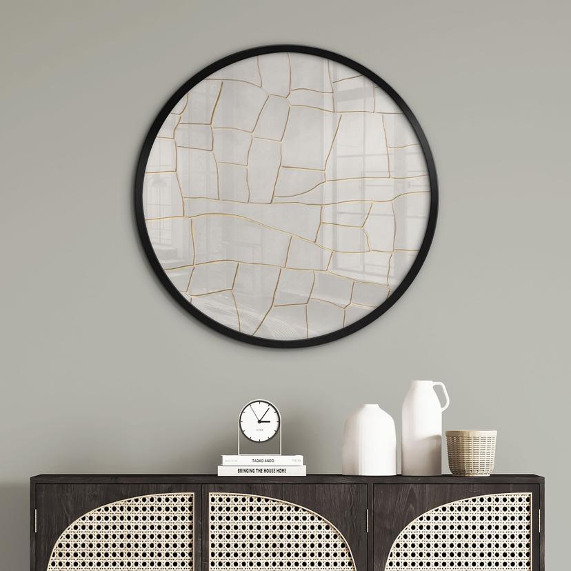 Poster Modello astratto screziato in beige - Alma - Rotondo