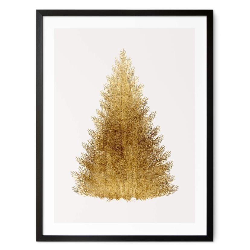 Póster Kubistika - Árbol de Navidad dorado