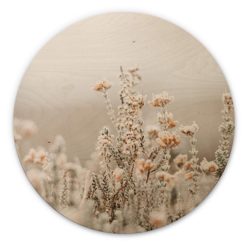 Stampa su legno Annie - Fiori di ghiaccio tondo