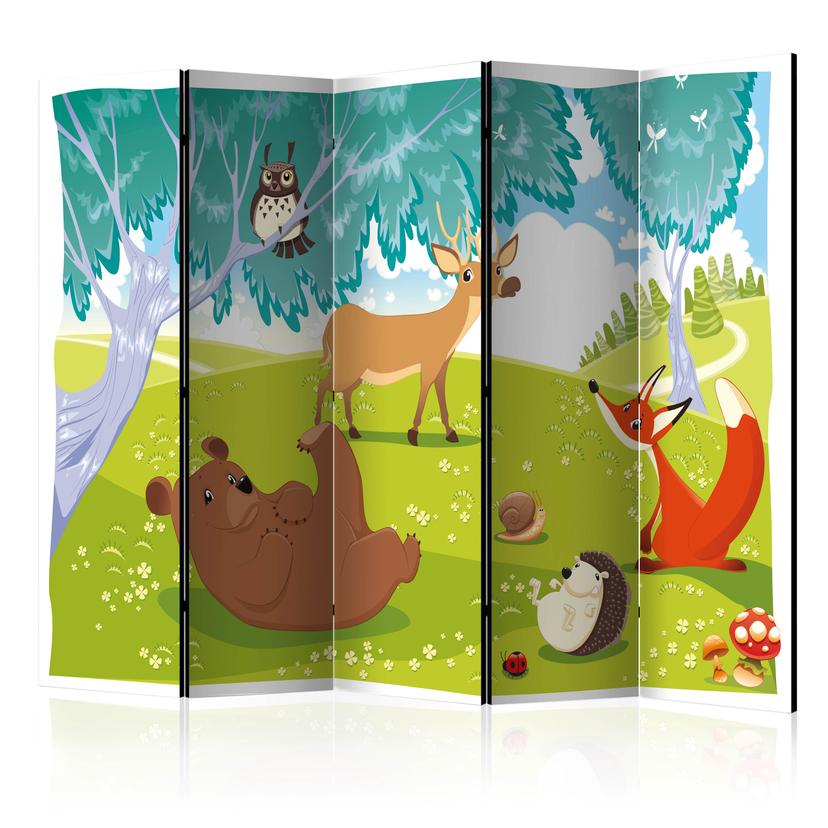 Paravent Séparation de pièce - Animaux amusants , 5 pièces - 225x172 cm