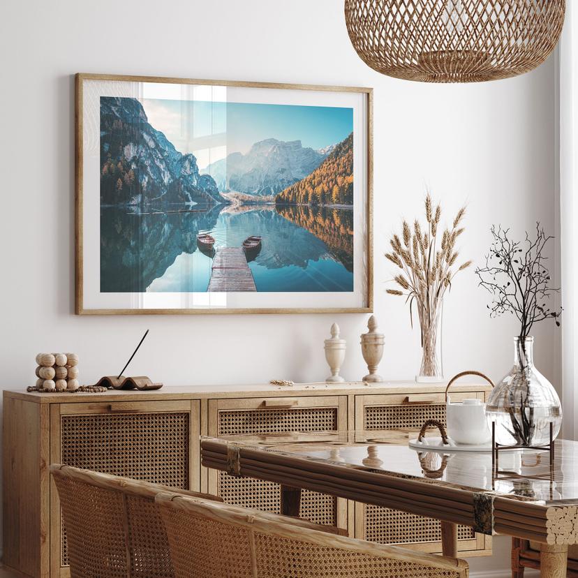 Poster Passerella in legno al Lago di Braies nelle Dolomiti