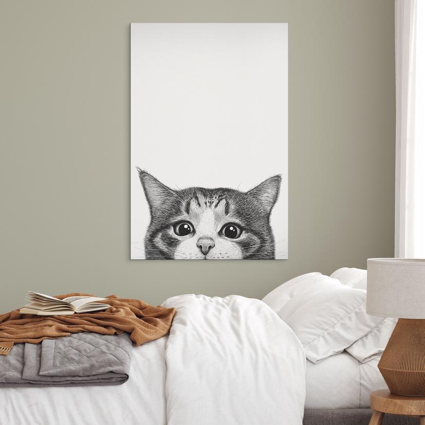 Muurschildering Nieuwsgierige kat - Korenkova - Alu-Dibond